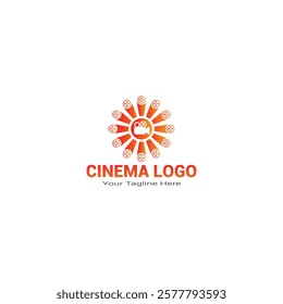 "This is a stylish and modern cinema logo, perfect for your cinema or media project. The logo is decorated with a sleek design and strong visual elements. It is suitable for any kind of media project 