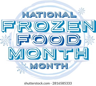 This stylish vector illustration features a promotional design celebrating National Frozen Food Month, incorporating icy blue typography, snowflake decorations, soft cloud elements, and a winter-inspired visual theme. The artwork is designed as a versatile marketing template suitable for posters, banners, social media campaigns, advertisements, newsletters, food promotions, and commercial branding projects related to frozen foods.

National Frozen Food Month is an opportunity to recognize the convenience, variety, and innovation of frozen food products. Chilled foods have become an important part of modern lifestyles, offering practical meal solutions while preserving freshness, flavor, and nutritional value. This illustration visually communicates the connection between chilled products, cold storage, seasonal awareness, and meals industry promotions.

The icy blue color palette creates a strong association with refrigeration, freshness, and cold environments. Blue tones are commonly used in meals and beverage marketing because they represent cleanliness, trust, and a refreshing experience. The addition of snowflakes and frosty accents enhances the winter atmosphere while reinforcing the chilled meals theme.

The bold decorative typography makes the design suitable for promotional campaigns and event announcements. Businesses can easily adapt this template by adding brand names, product images, discount messages, dates, or marketing information. The flexible layout allows designers to create customized advertisements for supermarkets, grocery stores, foodstuffs manufacturers, restaurants, and iced foodstuffs brands.

Created as high-quality vector artwork, this iced foodstuffs month design provides excellent scalability and customization options. The artwork can be resized for different applications without losing quality, making it suitable for both digital and print media. Designers can modify colors, text, backgrounds, and additional elements according to specific campaign requirements.