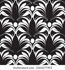 This stylish vintage damask wallpaper with beautiful Victorian scroll and leaf pattern, features a monochrome color scheme that adds to its antique charm