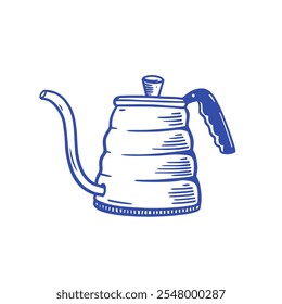 Diese stilisierte blaue Wasserkocher-Illustration ist eine ideale Wahl für Tee- oder Kaffeeliebhaber und Liebhaber gleichermaßen