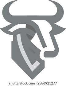 This stylized bull head logo, featuring sharp horns and bold lines, is ideal for strong branding. The design captures attention and conveys power effectively.
