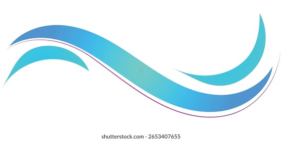 This stylized graphic depicts a flowing, abstract ocean wave.