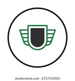 This stylized graphic presents a shield with stylized wings, embodying concepts of protection and security. It serves as a strong visual element for branding, representing trust, and reliability in