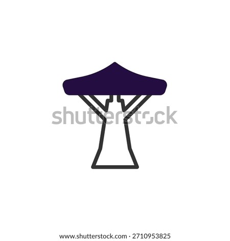 This stylized icon depicts a unique desert umbrella thorn tree, a familiar element in the vast African savanna. Evokes a sense of serenity and a connection with nature. Suitable for environmental
