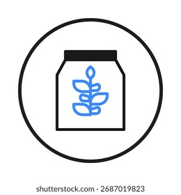 This stylized icon symbolizes organic farming and new plant development, perfect for representing sustainable agriculture or ecological initiatives. The stylized seedling indicates natural growth,