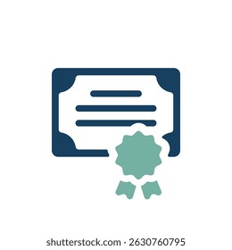 Este é um ícone estilizado que representa efetivamente um certificado de recompensa, apresentando tanto um diploma quanto uma fita decorativa. É perfeito para temas relacionados à educação e à realização