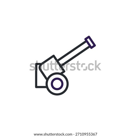 This is a stylized illustration of a cannon, represented as an icon or graphic element. It symbolizes historical warfare, military force, and defensive or offensive equipment. The image uses clean