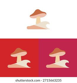 Esta es una ilustración estilizada de una seta, presentada sobre tres diferentes fondos de color sólido. El diseño presenta Formas simples y colores llamativos. Puede ser adecuado para su uso en proyectos de diseño, materiales educativos o propósitos decorativos. La Imagen emplea Elementos de Vector y ofrece espacio de copia para diversas aplicaciones creativas.