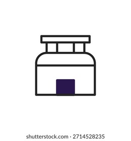 This is a stylized illustration of a simplified building structure, defined by clean lines and geometric shapes, embodying a modern minimalist aesthetic. It presents a symbolic visual of an edifice,