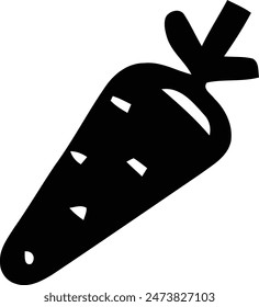 This is a stylized image of a carrot, depicted in black and white with the top cut off to show three shapes that represent diced sections.