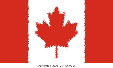 This is a stylized image of national flag of Canada, showcasing a red maple leaf in the center with two red vertical bands on each side. The soft, textured style adds a creative artistic touch.