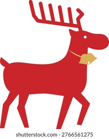 This stylized red reindeer illustration presents a minimalist silhouette design featuring elegant antlers and a decorative gold bell around its neck. Created in a clean vector style, this artwork is commonly used for Christmas-themed decorations, seasonal icons, and festive graphic compositions. The simple yet expressive form makes it highly suitable for modern holiday design projects, especially those requiring scalable and precise artwork.

The reindeer is depicted in a bold red tone, symbolizing warmth, celebration, and the traditional color palette of Christmas. Its elongated antlers add a festive and iconic seasonal touch, making it instantly recognizable as a symbol associated with winter holidays. The addition of a gold bell enhances the decorative appeal, introducing a subtle contrast that highlights the festive character of the design.

This illustration is optimized for both digital and physical production applications. Its clean outlines and flat design structure make it ideal for use in CNC laser cutting, vinyl cutting, engraving, and other machine-based crafting techniques. It can be easily converted into ornaments for Christmas trees, home décor accents, festive wall hangings, and seasonal craft projects.

In addition to physical production, this reindeer graphic is widely applicable in digital art environments. It can be used in holiday greeting cards, social media posts, website banners, promotional materials, and seasonal branding campaigns. The minimalist approach ensures clarity and versatility across different screen sizes and print formats.

The vector-based structure ensures high scalability without loss of quality, making it suitable for both small decorative elements and large-format displays. Its balanced composition and smooth edges provide a professional and modern aesthetic that aligns with contemporary art trends while preserving traditional holiday symbolism.