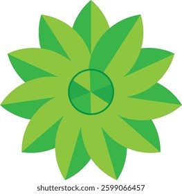 This is a stylized, symmetrical green leaf flower