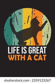 TIPOGRAFÍA VINTAGE CAT T DISEÑO DE CAMISETAS