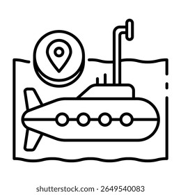 This Submarine icon is suitable for Transportation, Travel and Tourism, etc