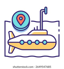 Este ícone de submarino é adequado para transporte, viagens e turismo, etc