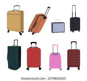 This Suitcase Illustration Set is a versatile collection with stylish suitcase designs, suitable for travel related projects, tourism branding, airline promotions.