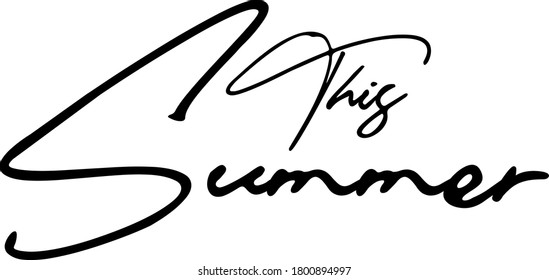 Este verano tipografía escrita a mano Texto en color negro 
sobre fondo blanco