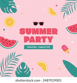 This is a summer party poster illustration design.