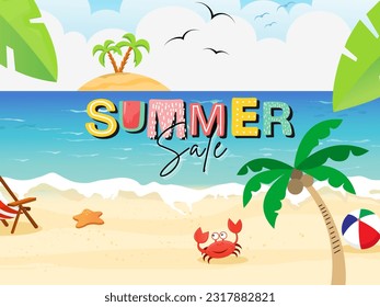 This Summer Sale banner is a burst of vibrant colors and sun-kissed graphics that will captivate your attention and transport you to a paradise of savings