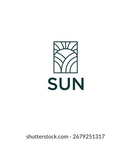This is sun logo vector. Very simple and unique with line art style.