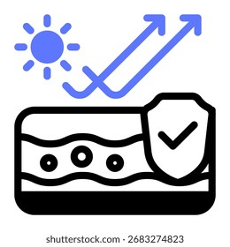 This Sun protection icon is suitable for use in Skincare, Dermatology, and related fields.