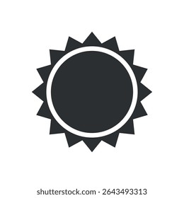This sun vector icon features a simple circular shape surrounded by pointed rays. Ideal for use in various design projects, it symbolizes warmth and brightness in creative works.
