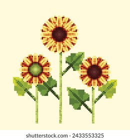 This is Sunflower Pixel for Spring Sunflower Stock. Cool design for Ornament, Accessories, Element or any Graphic Design Needs.