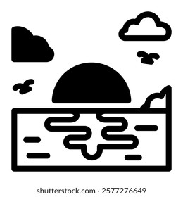 This Sunset icon is suitable for weather, season, meteorology, etc.