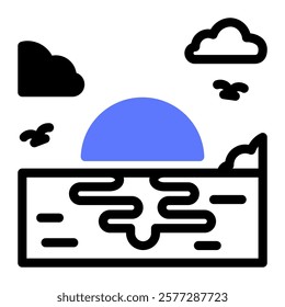 This Sunset icon is suitable for weather, season, meteorology, etc.