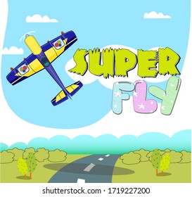 this is a super fly background cartoon airplane blue and yellow for flying game kids aircraft colorful