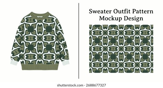 Este projeto de maquete padrão de roupa de camisola apresenta um motivo geométrico detalhado