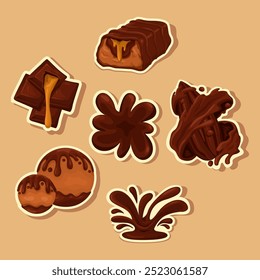 This Sweet Chocolate themed sticker template features mouth-watering illustrations with chocolates in various shapes and styles as the main object.