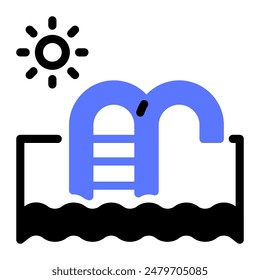 This Swimming pool icon is suitable for hotel, accommodation, vacation, etc.