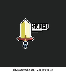 esta es una espada en píxel con color simple y fondo negro, este elemento es bueno para presentaciones, pegatinas, iconos, diseño de camisetas, activo de juego, logotipo y su proyecto.