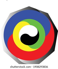 Das ist ein Symbol des Gleichgewichts namens Yin Yang. Häufig von Buddhisten und ähnlichen Religionen verwendet.