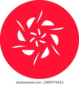 This is a symbol or it can be said a logo with the shape of a blooming flower with a combination of red and white