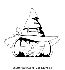 This is the symbol or drawing that stands for Halloween. A really big pumpkin with a really frightening face.Linear style.