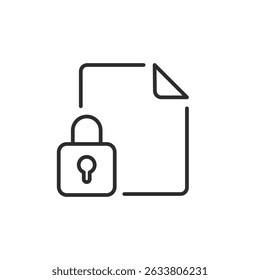 This symbol represents document security in a workplace, featuring a locked padlock and a file. It emphasizes the need to safeguard sensitive information and ensure privacy and protection
