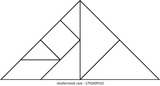 This tangram represents Right Triangle, tangrams gives students an opportunity to use a manipulative set to construct understanding of geometric ideas and develop spatial skills., vintage line drawing