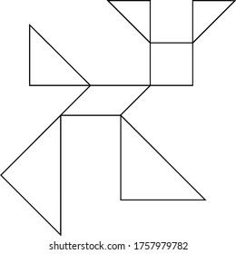 This tangram represents stylized rabbit, tangrams gives students an opportunity to use a manipulative set to construct understanding of geometric ideas and develop spatial skills, vintage line drawing