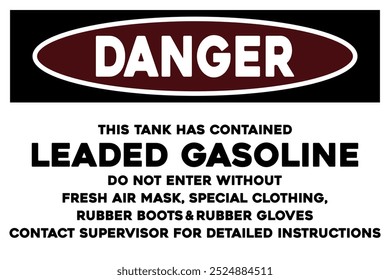 Dieser Tank enthält verbleites Benzin, verwenden Sie persönliche Schutzausrüstung Warnschild Sicherheitssticker