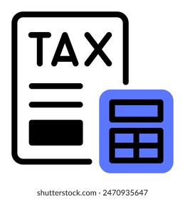 This Tax calculate icon is suitable for Financial consulting, accounting, economic, etc.