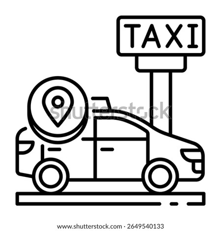 This Taxi icon is suitable for Transportation, Travel and Tourism, etc