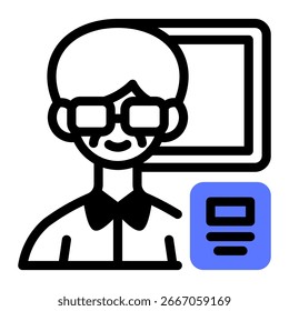 Este ícone Professor é adequado para Faculdade, Escola, Educação, etc.