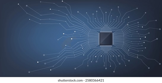 This is a Technical Illustration of a Microchip showcasing various Data Flow Lines and connections
