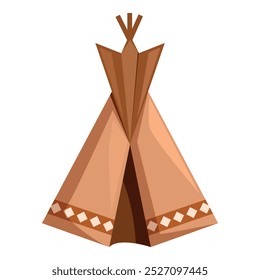 This teepee is standing in an open position, revealing the dark entryway