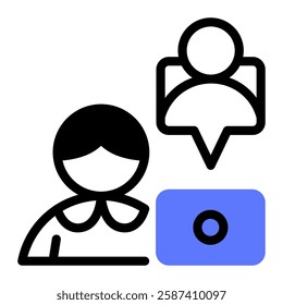 This Telecomuting icon is suitable for Business Motivation, Business Improvement, etc.