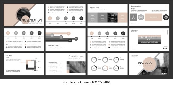 This template is the best as a business presentation, used in marketing and advertising, flyer and banner, the annual report. Pink and Black elements on a dark grey background

