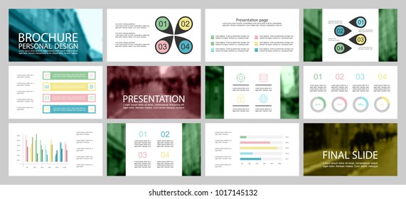 This template is the best as a business presentation, used in marketing and advertising, flyer and banner, the annual report. Yellow, green, blue, pink and black elements on a dark grey background
